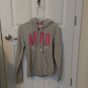 Aeropostale jacket, vintage letterman writing in pink.